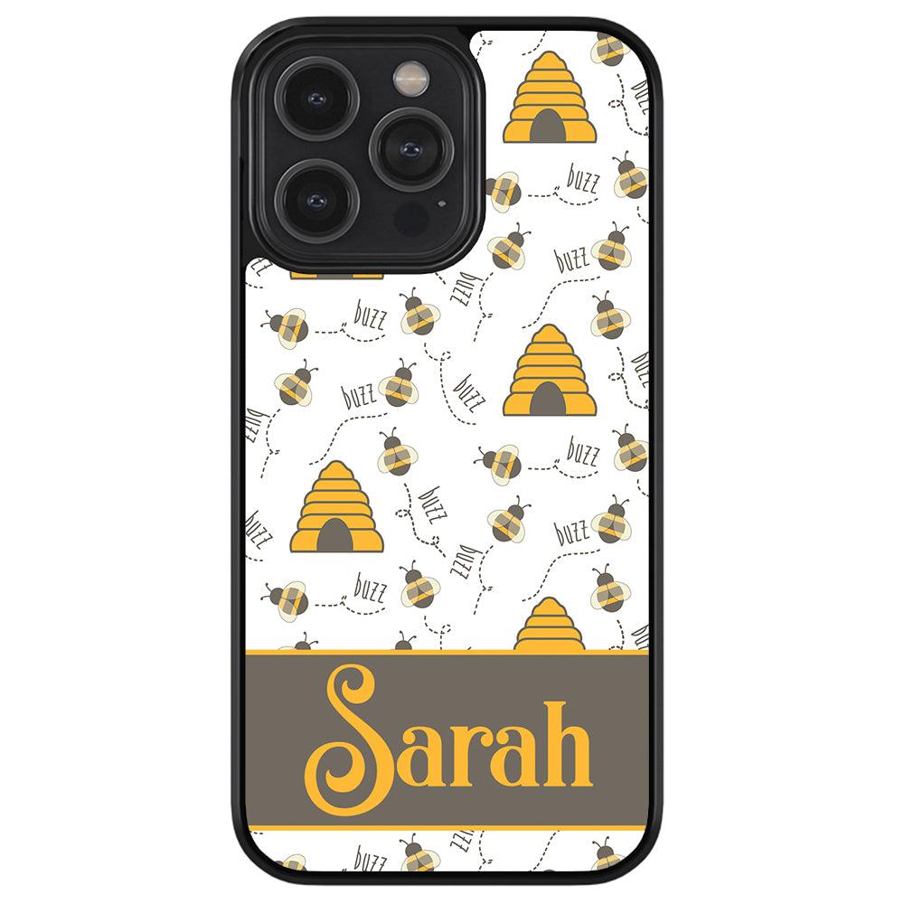 Honey Bee and Hive Personalized Apple iPhone Case