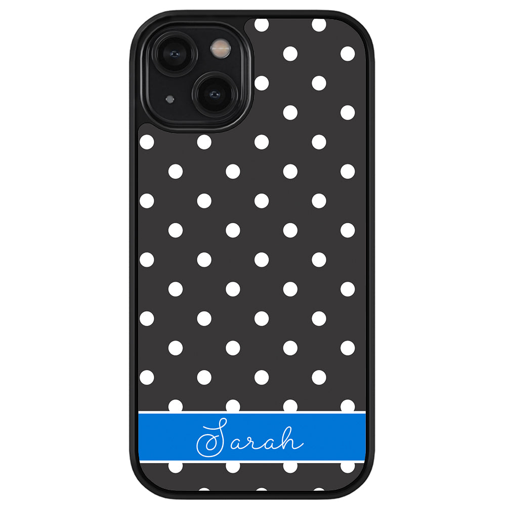 Black Polka Dot Blue Personalized Apple iPhone Case
