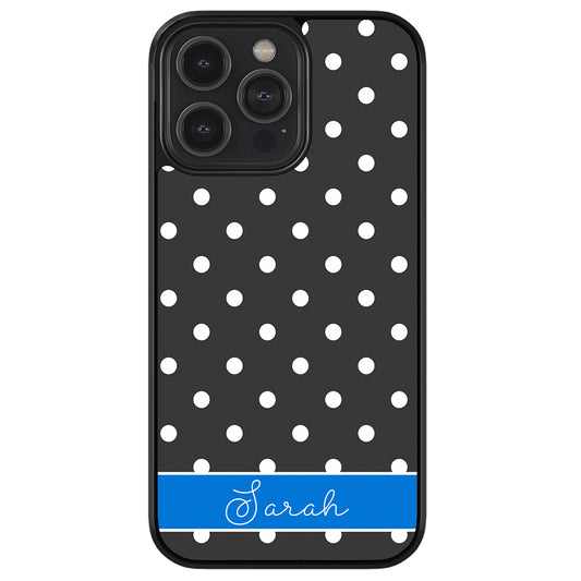 Black Polka Dot Blue Personalized Apple iPhone Case