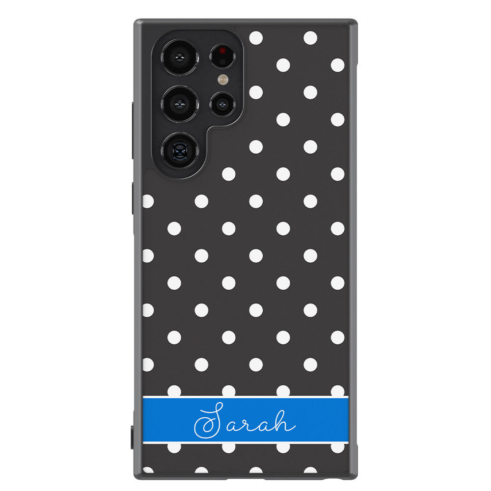 Black Polka Dot Blue Personalized Samsung Phone Case