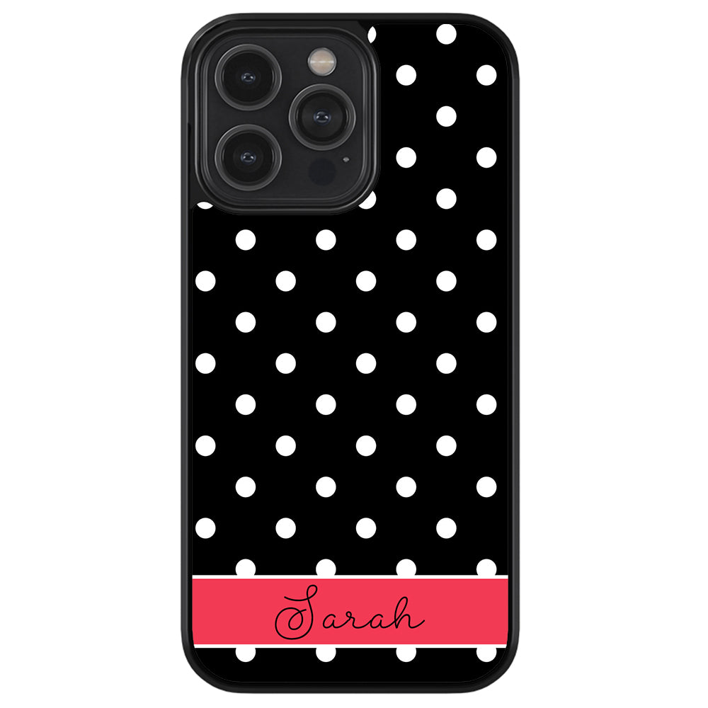 Black Polka Dot Red Personalized Apple iPhone Case