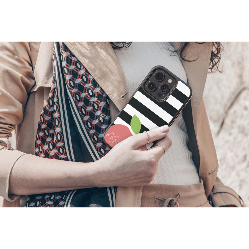 Teachers Appreciation Gift Apple Black and White Bars Personalized Apple iPhone Case