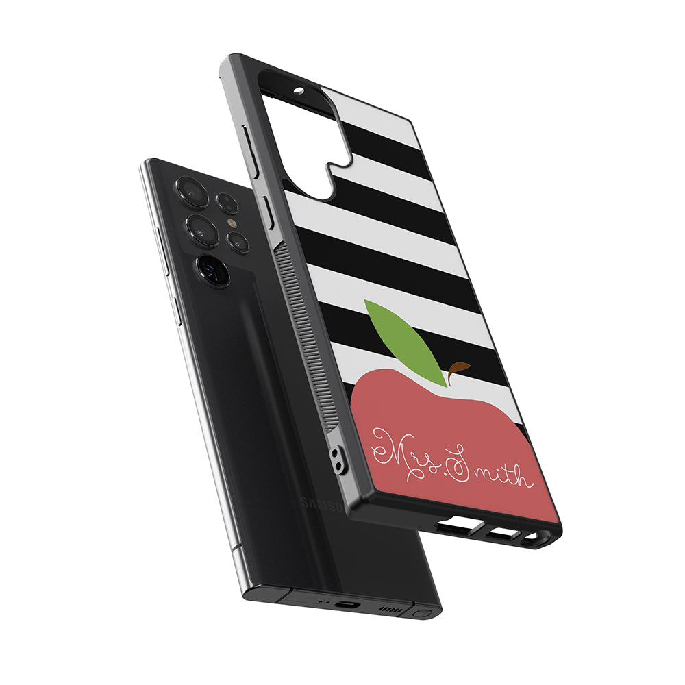 Teachers Appreciation Gift Apple Black and White Bars Personalized Samsung Phone Case