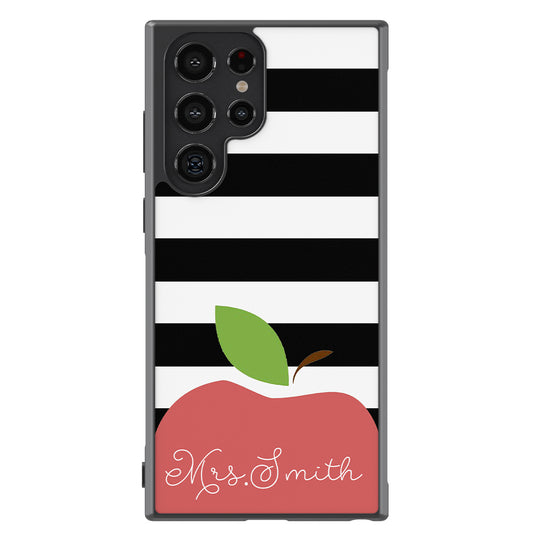 Teachers Appreciation Gift Apple Black and White Bars Personalized | Samsung Phone Case