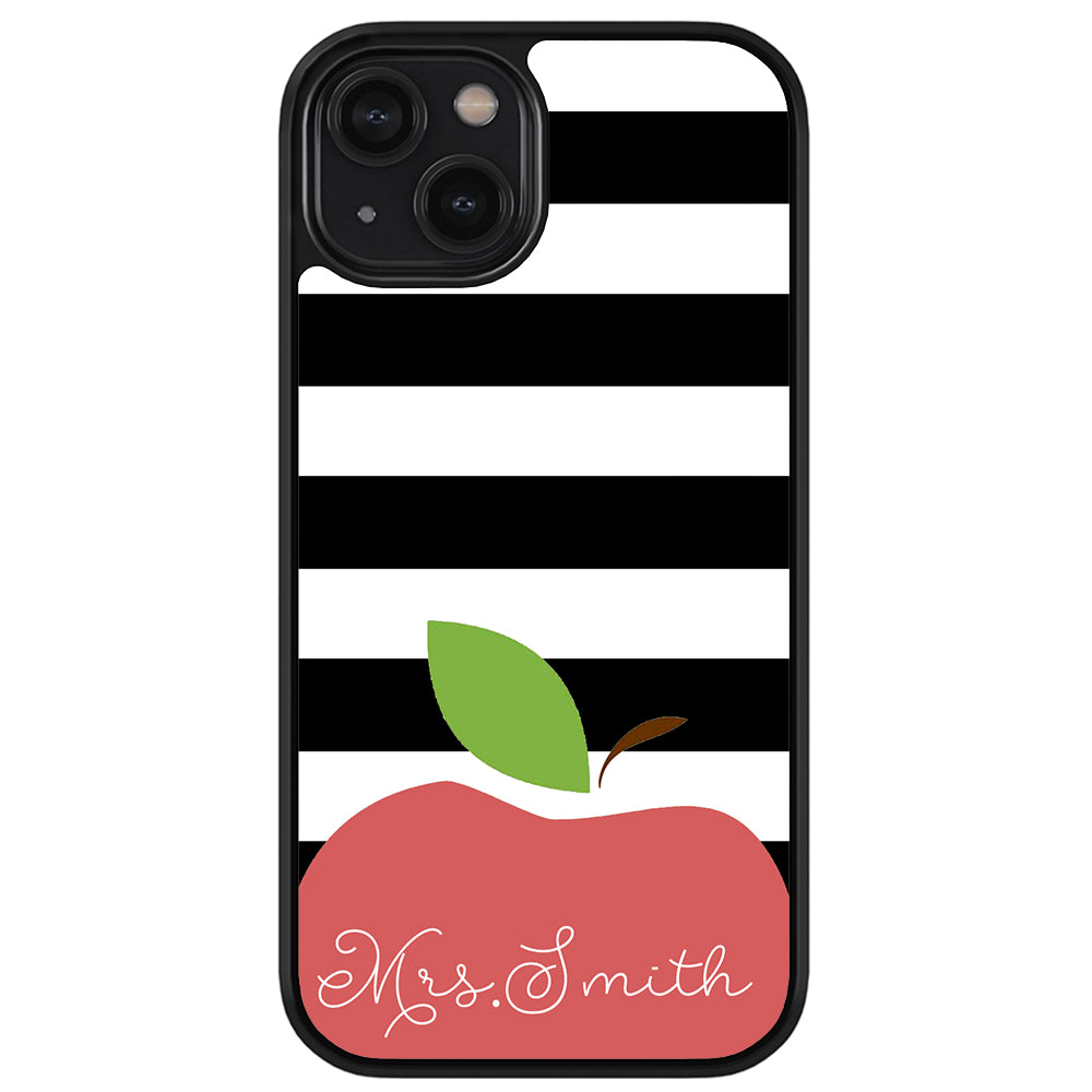 Teachers Appreciation Gift Apple Black and White Bars Personalized Apple iPhone Case