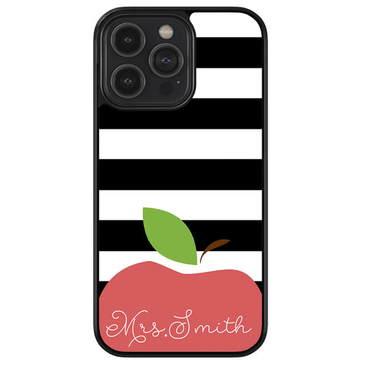 Teachers Appreciation Gift Apple Black and White Bars Personalized Apple iPhone Case