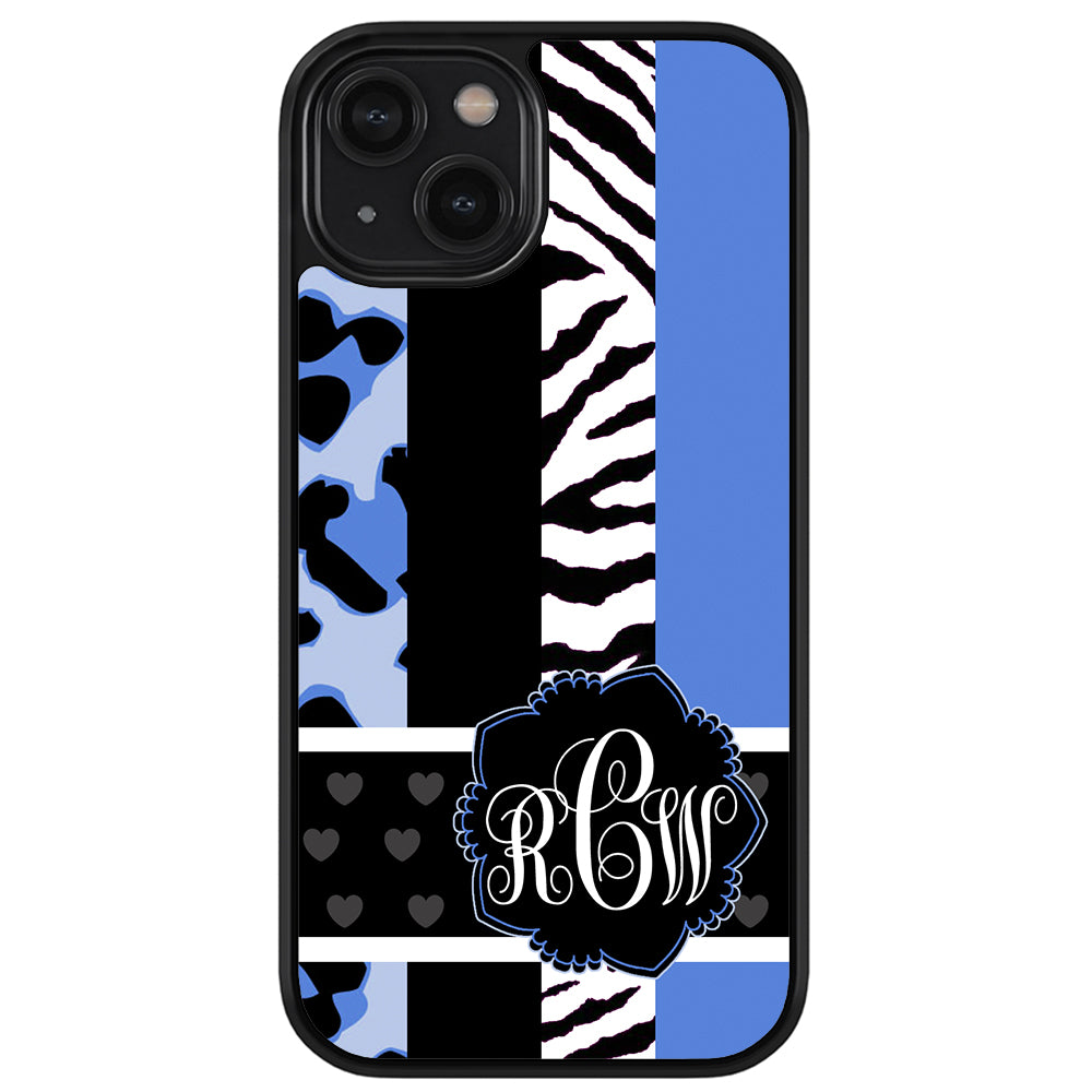 Animal Prints Blue Monogram Apple iPhone Case