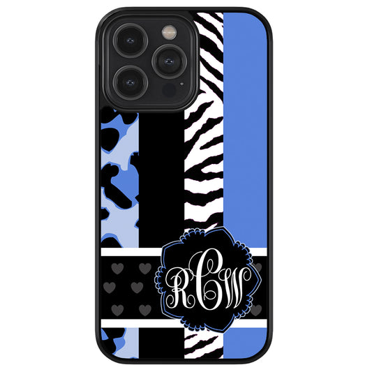 Animal Prints Blue Monogram Apple iPhone Case