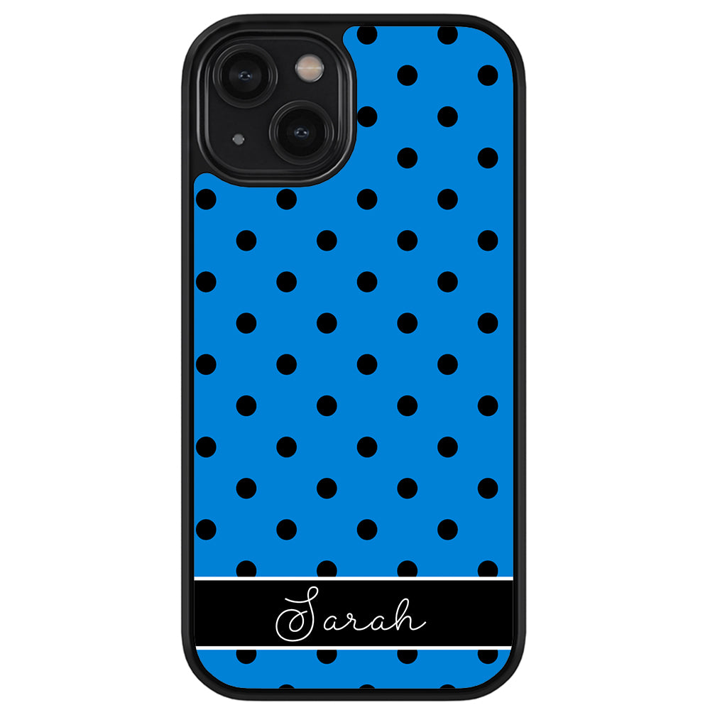 Blue Black Polka Dot Personalized Apple iPhone Case