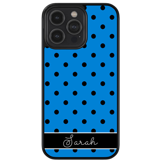 Blue Black Polka Dot Personalized Apple iPhone Case