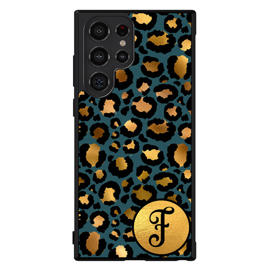 Blue Gold Foil Leopard Skin Personalized Samsung Phone Case