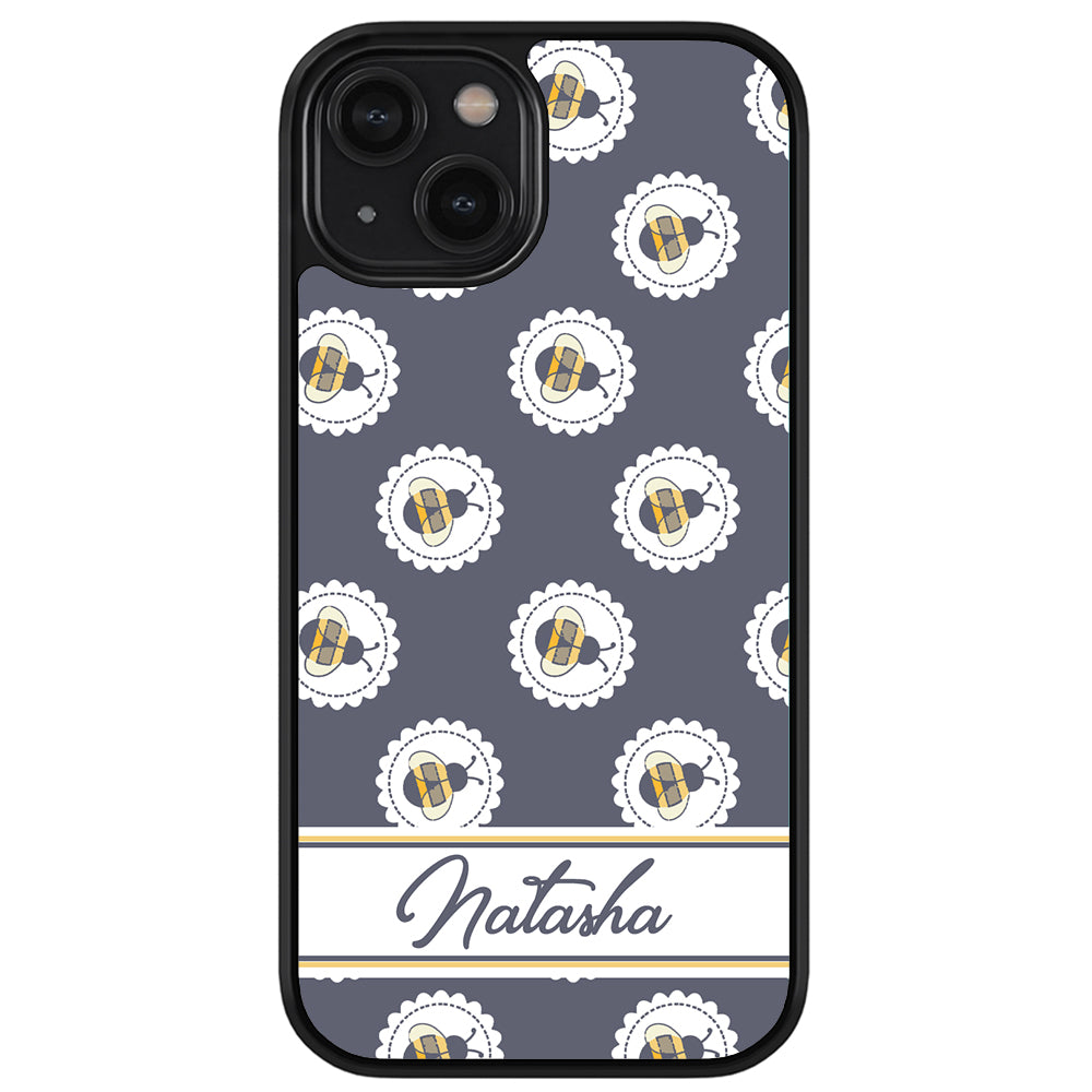 Blue Honey Bumble Bee Personalized Apple iPhone Case