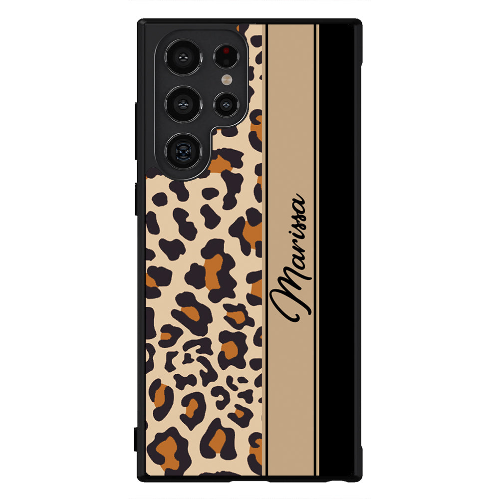 Leopard Skin Brown and Black Personalized Samsung Phone Case