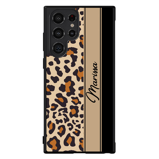 Leopard Skin Brown and Black Personalized Samsung Phone Case