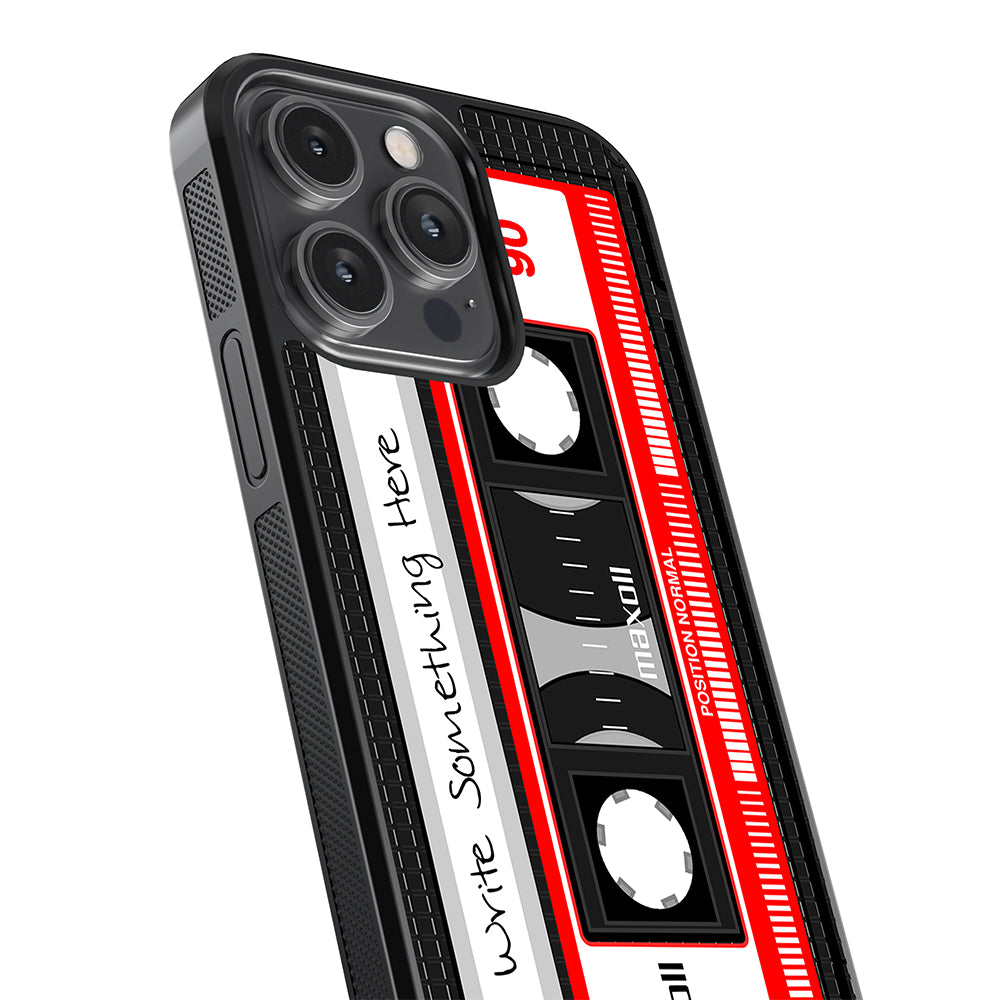 Cassette Tape Black and Red Personalized Apple iPhone Case