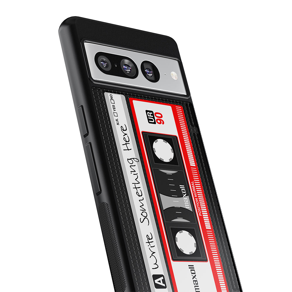 Cassette Tape Black and Red Personalized Google Phone Case