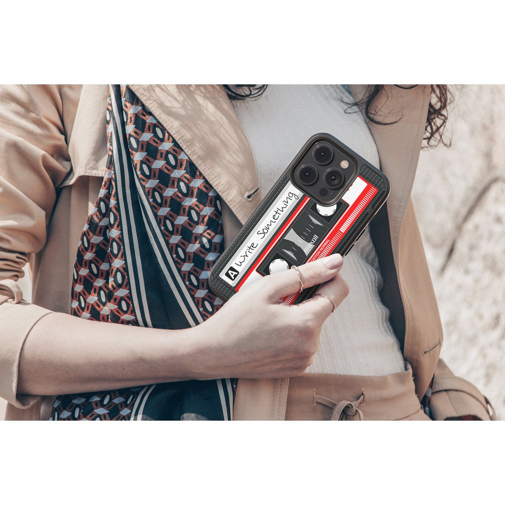 Cassette Tape Black and Red Personalized Apple iPhone Case