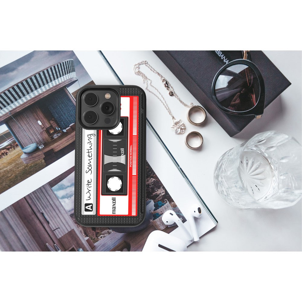 Cassette Tape Black and Red Personalized Apple iPhone Case