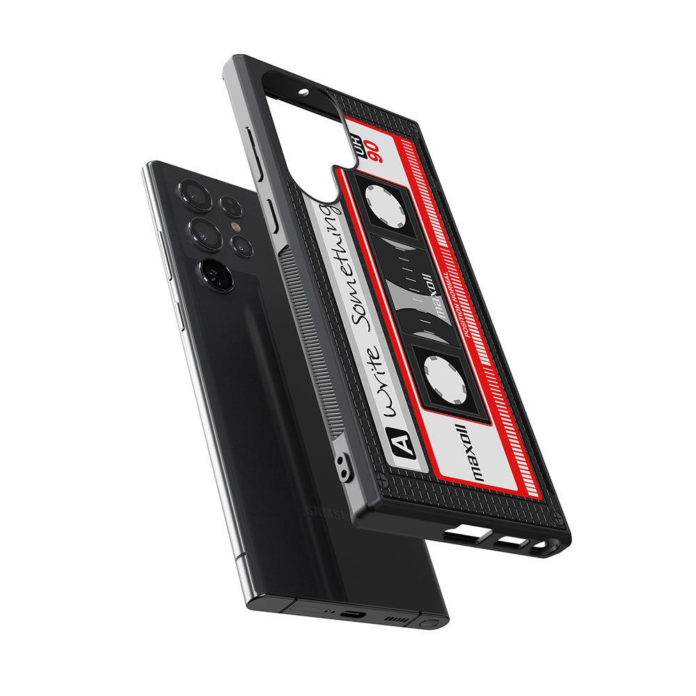 Cassette Tape Black and Red Personalized Samsung Phone Case