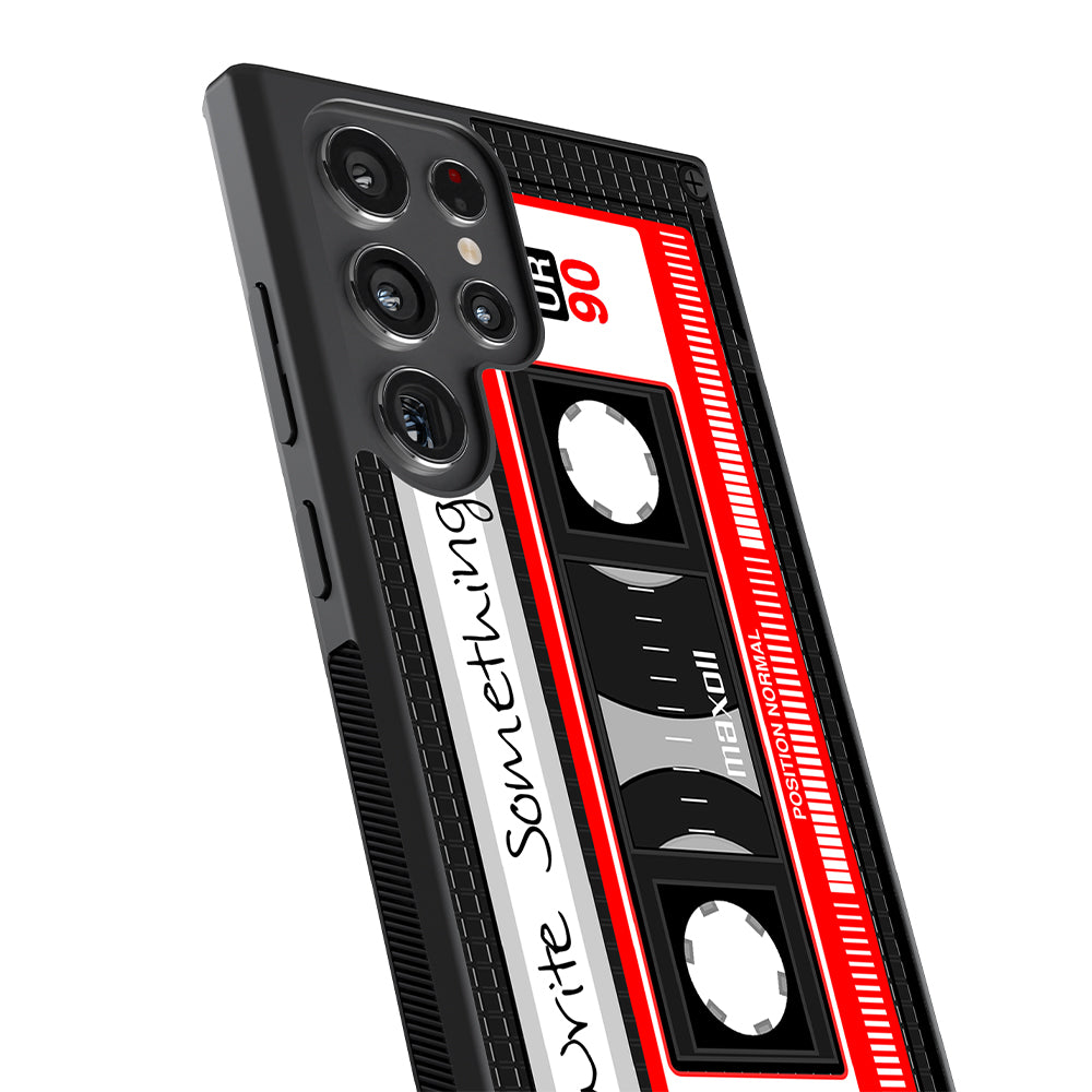 Cassette Tape Black and Red Personalized Samsung Phone Case