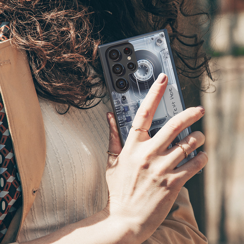 Futuristic Retro Cassette Tape Personalized Samsung Phone Case