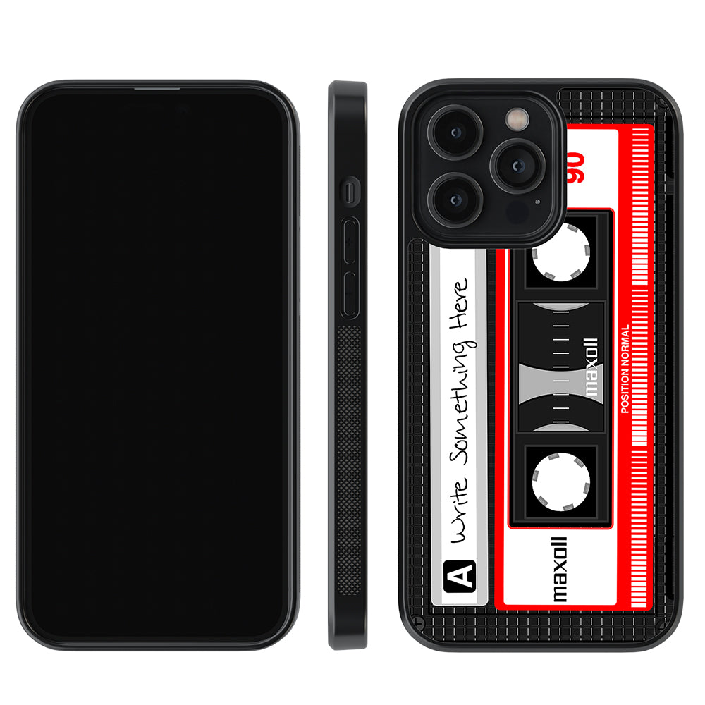 Cassette Tape Black and Red Personalized Apple iPhone Case