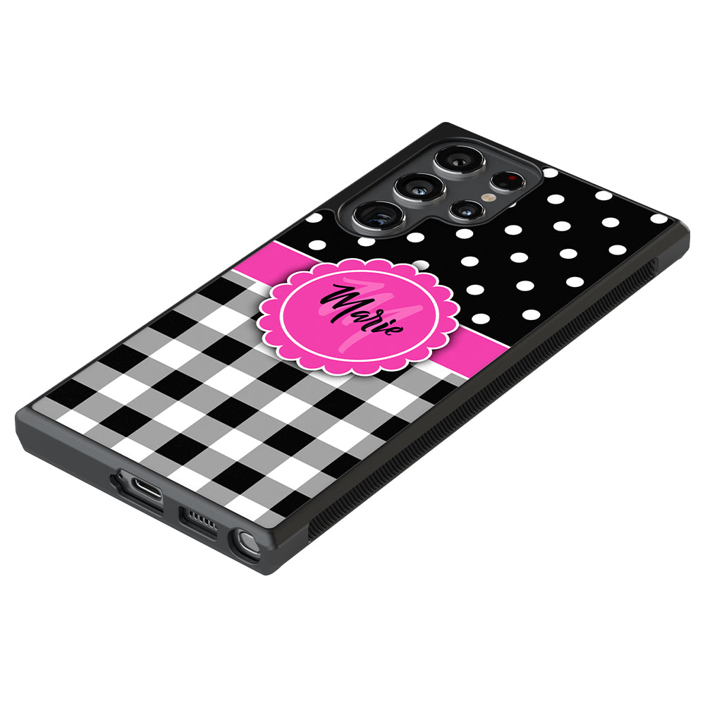 Black Polka Dot Black Plaid Personalized | Samsung Phone Case