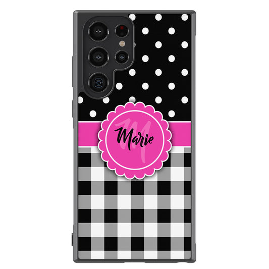 Black Polka Dot Black Plaid Personalized Samsung Phone Case