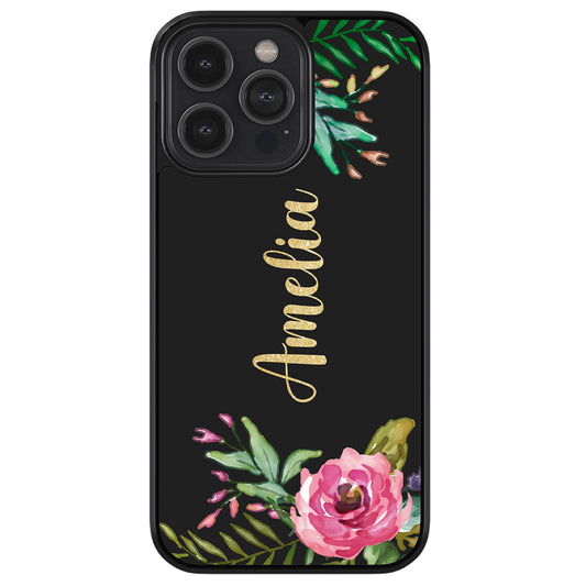 Vintage Flowers Golden Personalization Apple iPhone Case