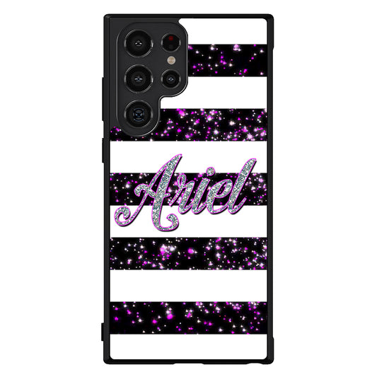 Purple Silver Glitter Bars Personalized Samsung Phone Case