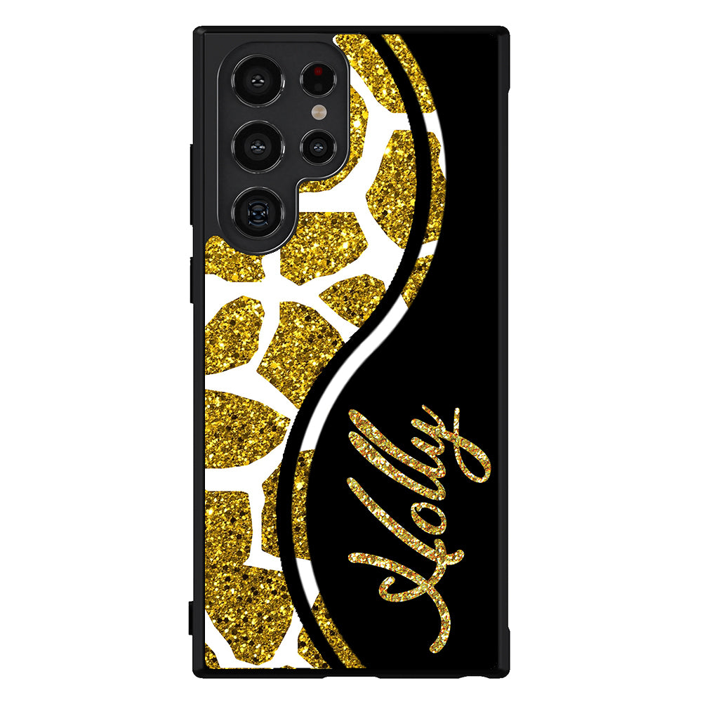 Gold Glitter Giraffe Curvy Personalized Samsung Phone Case