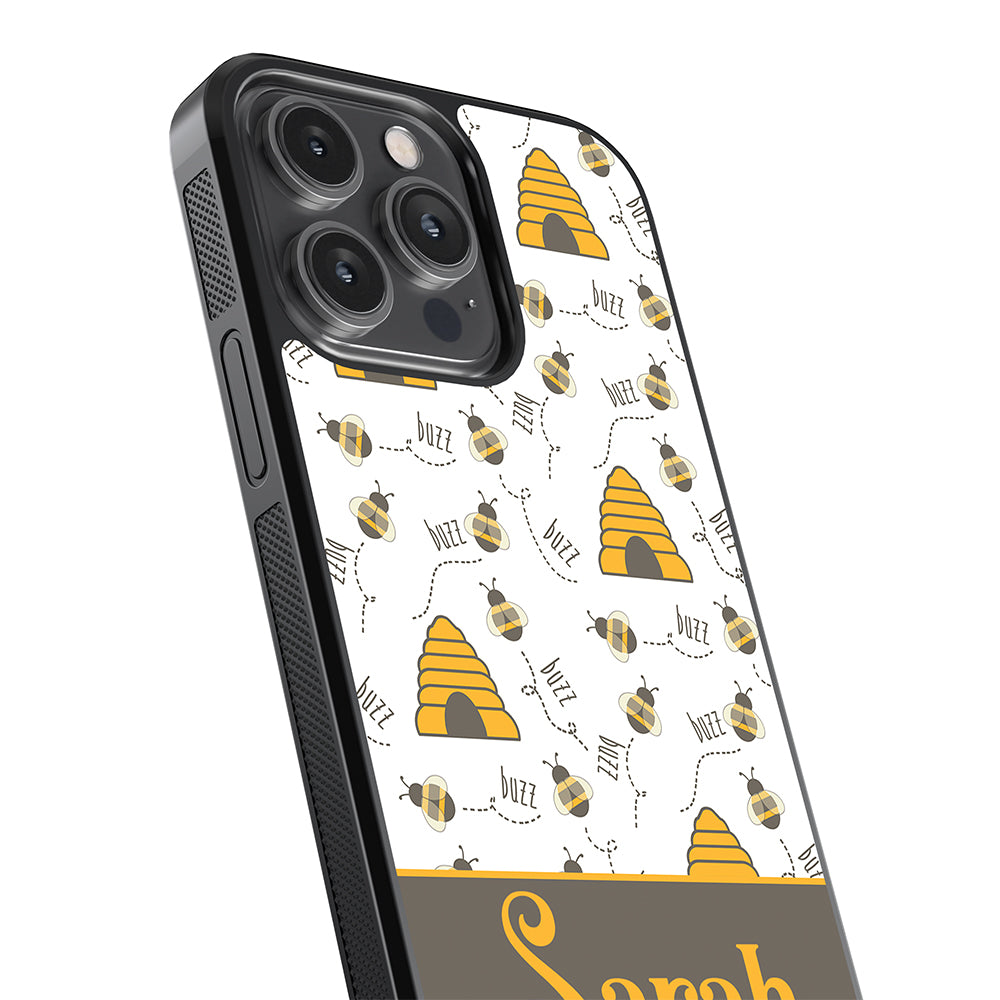 Honey Bee and Hive Personalized Apple iPhone Case