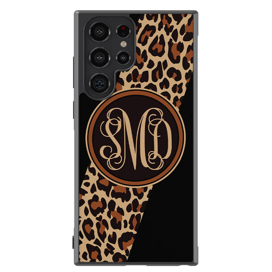 Leopard Animal Skin Script Monogram | Samsung Phone Case