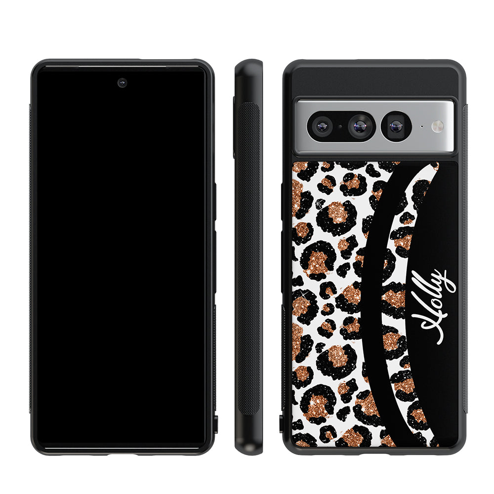 Leopard Moon Curve White and Gold Personalized | Google Phone Case