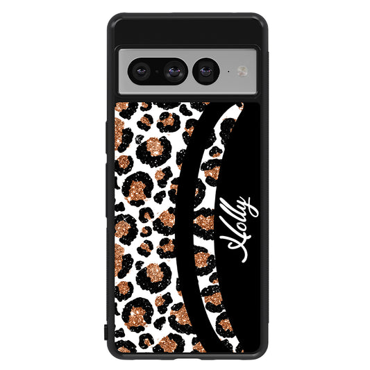 Leopard Moon Curve White and Gold Personalized | Google Phone Case