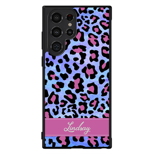 Pink and Blue Leopard Skin Personalized Samsung Phone Case