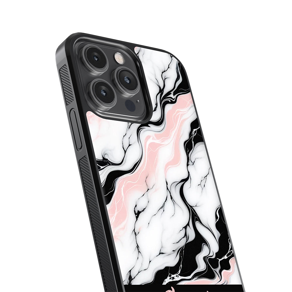 Marble Pink Black White Personalized Apple iPhone Case