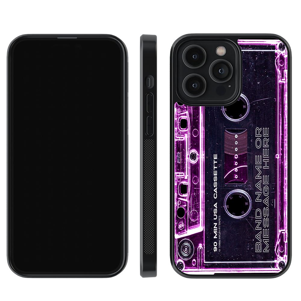 Pink Clear Black 80s Cassette Tape Personalized Apple iPhone Case