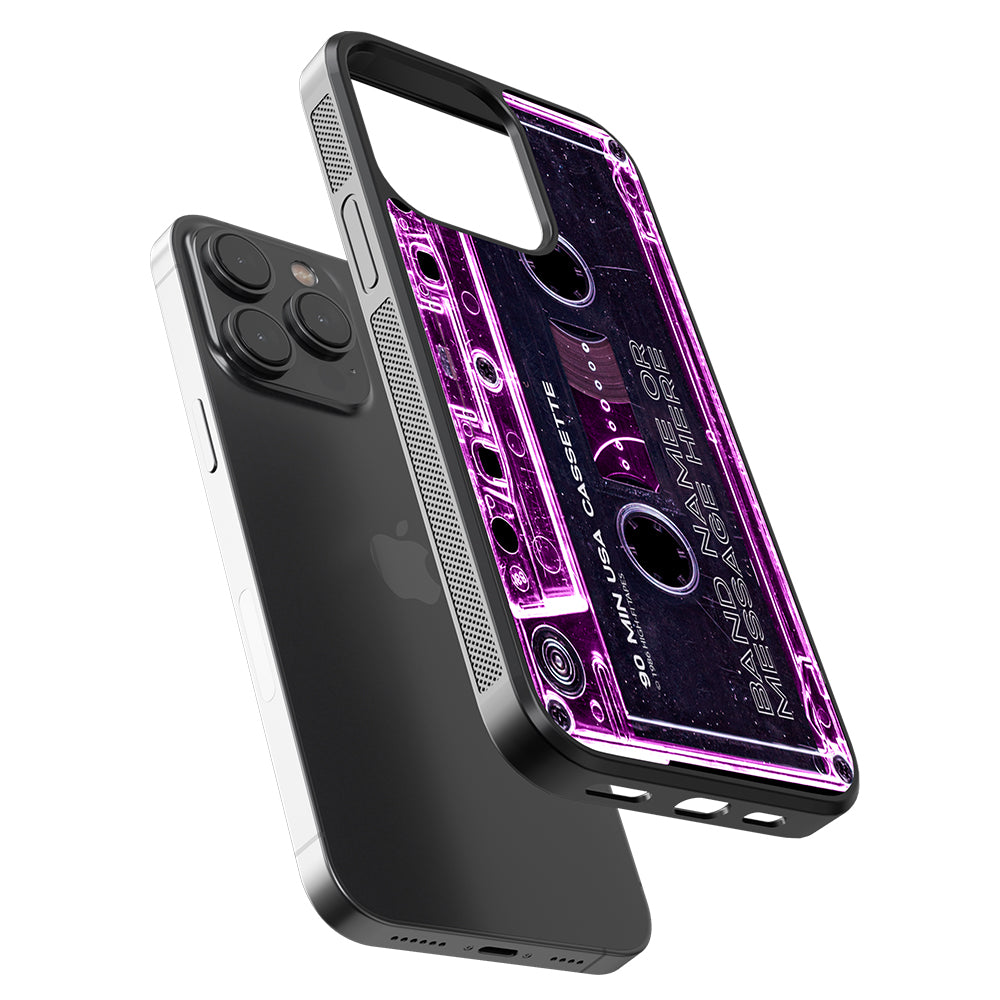 Pink Clear Black 80s Cassette Tape Personalized Apple iPhone Case