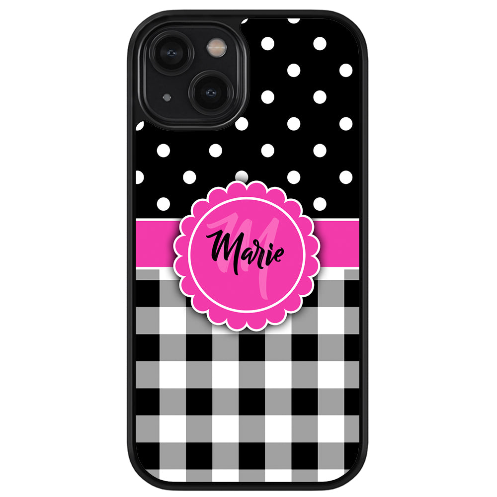 Black Polka Dot Black Plaid Personalized Apple iPhone Case