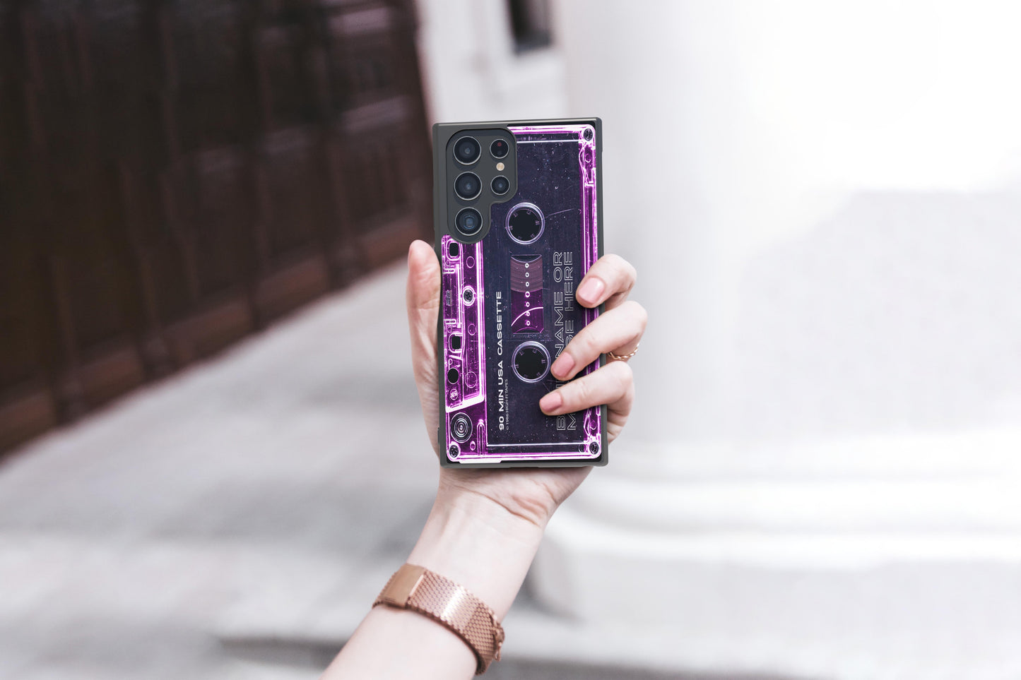 Pink Clear Black 80s Cassette Tape Personalized | Samsung Phone Case