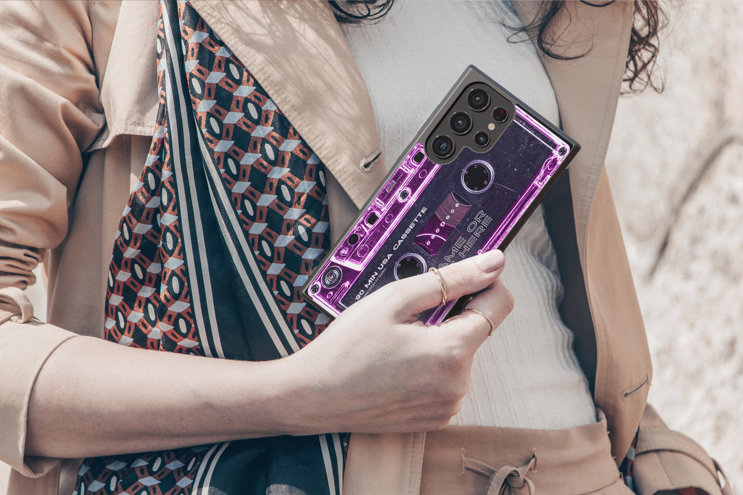 Pink Clear Black 80s Cassette Tape Personalized Samsung Phone Case