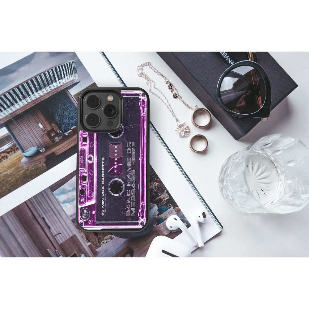 Pink Clear Black 80s Cassette Tape Personalized Apple iPhone Case