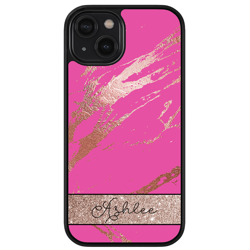 Pink and Gold Marble Personalized Apple iPhone Case