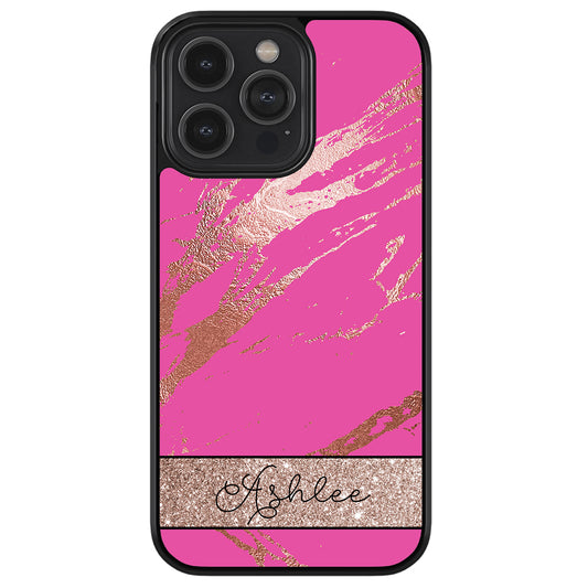 Pink and Gold Marble Personalized Apple iPhone Case