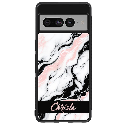 Marble Pink Black White Personalized Google Phone Case