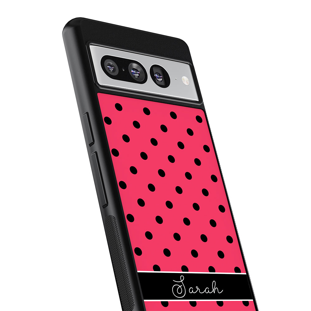 Pinkish Red Polka Dot Black Personalized Google Phone Case