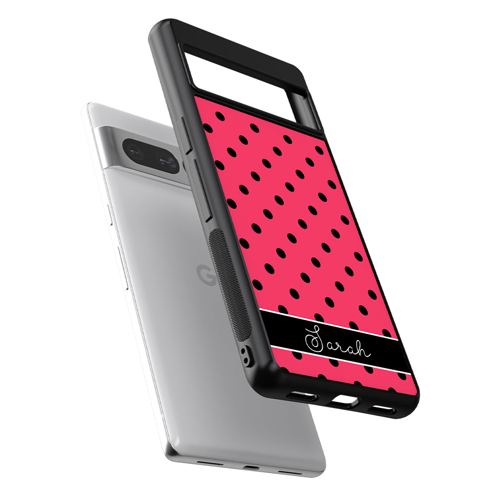 Pinkish Red Polka Dot Black Personalized Google Phone Case