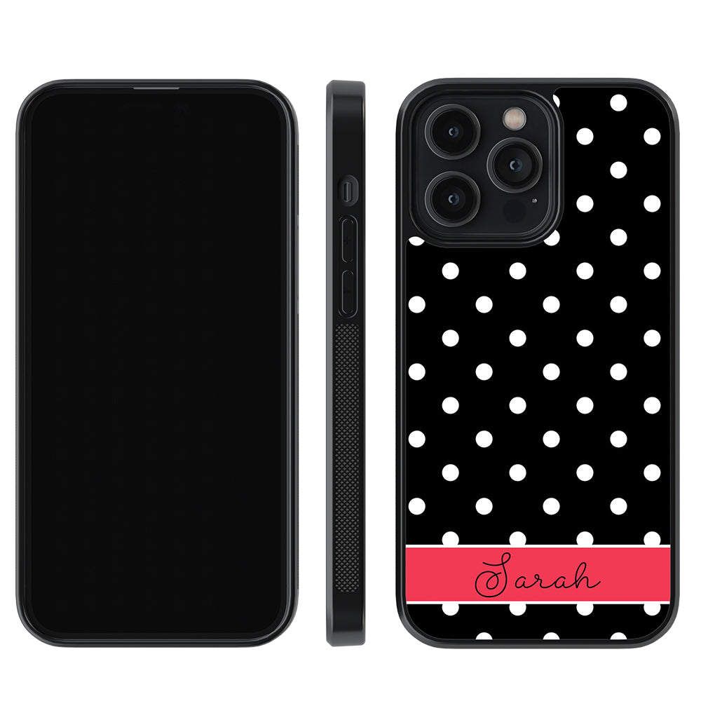 Black Polka Dot Red Personalized Apple iPhone Case