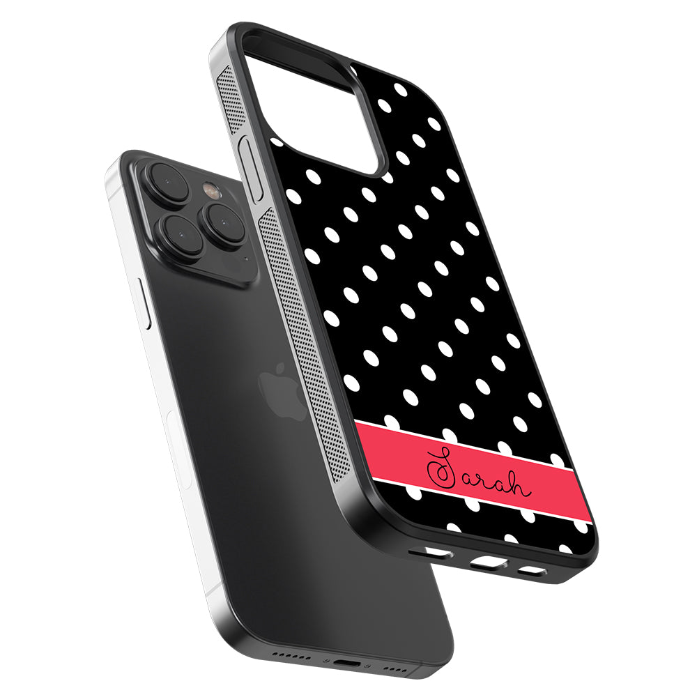 Black Polka Dot Red Personalized Apple iPhone Case